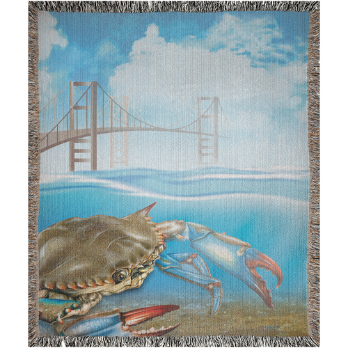 Blue Crab & Bay Bridge Woven Throw Blanket