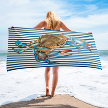 Load image into Gallery viewer, BIG Blue Crab Beach Towel
