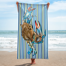 Load image into Gallery viewer, BIG Blue Crab Beach Towel