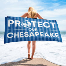 Load image into Gallery viewer, Protect Our Chesapeake Striped Beach Towel