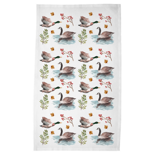 Fowl Towel -Duck, Duck, Goose Tea Towel (Winter White)