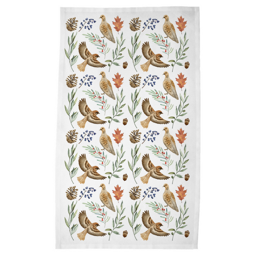 Fowl Towel - Autumn Doves Tea Towel (Winter White)