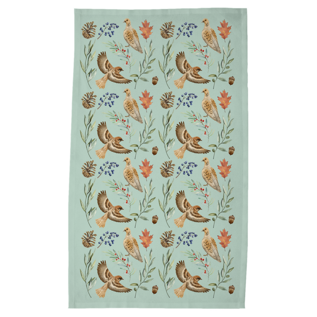 Fowl Towel - Autumn Doves Tea Towel (Sage)